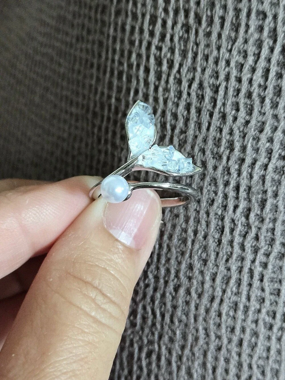 La Meno Fluke (Whale's🐋 Tail) and Freshwater Pearl Bypass Ring💍 - NIB - Picture 10 of 16